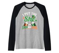 I Put The She in Shenanigans St Patricks Day Raglan Baseball Tee