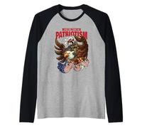 I Put The 'Tism' in Patriotism Eagle Raccoon USA Autism Raglan Baseball Tee