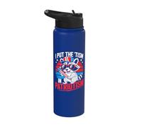 I Put The Tism in Patriotism Firework Raccoon Stainless Steel Insulated Water Bottle