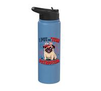 I Put The Tism in Patriotism Pug Stainless Steel Insulated Water Bottle