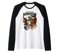 I Put The Tism in Patriotism Raccoon Eagle Autistic Raglan Baseball Tee