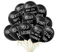 i-QiQi Abusive Birthday Balloons Funny Party Stuff, 10PCS 12 Inches Black Latex Balloons Funny Cute Offensive Rude Bulk Party Balloons for Men Women Birthday Graduation Party Supplies Decorations