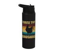 I Raise Tiny Dinosaurs Vintage Chicken Lover Funny Chickens Stainless Steel Insulated Water Bottle
