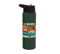 I Read Banned Books Funny Retro Bookworm Reading Books Stainless Steel Insulated Water Bottle
