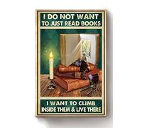 I Read Book Want To Climb Inside Them And Live There Great Novel Book Wall For Home Coffee Wall Decoration Retro Bar Garage Metal Tin Sign 16x12 Inch
