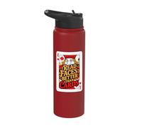 I Read Faces Better Than Cards Playing Cards Stainless Steel Insulated Water Bottle