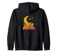 I Read Past My Bedtime Crescent Moon Bookish Night Reader Zip Hoodie
