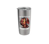 I Read Past My Bedtime Dragon Reading A Book Bookworm Reader Stainless Steel Insulated Tumbler