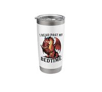 I Read Past My Bedtime Dragon Reading A Book Bookworm Reader Stainless Steel Insulated Tumbler