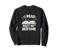 I Read Past My Bedtime Open Book Moon Stars Graphic Sweatshirt