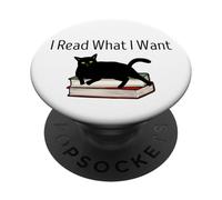 I Read What I Want Cat Funny Bookworms Reading Book PopSockets Adhesive PopGrip