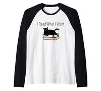 I Read What I Want Cat Funny Bookworms Reading Book Raglan Baseball Tee