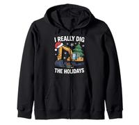 I Really Dig The Holidays Excavator Fun for Construction Zip Hoodie