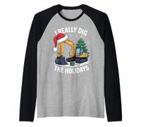 I Really Dig The Holidays for Construction Workers Christmas Raglan Baseball Tee
