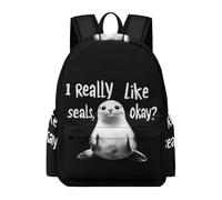 I Really Like Seals Casual Travel Backpack for Men Women 16.5 Inch Oxford Cloth Lightweight Basic Daypack