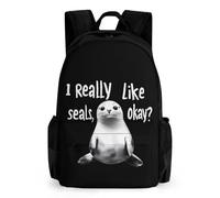 I Really Like Seals Casual Travel Backpack for Men Women 16 Inch Lightweight Basic Daypack with Pocket