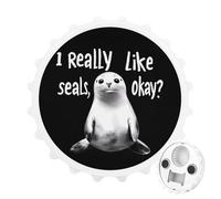 I Really Like Seals Fashion Bottle Opener Beer Cap Shape Fridge Magnets Can Openers for Home Bar
