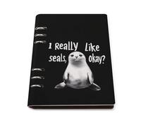 I Really Like Seals Printed A5 Notebook Binder Refillable Notebook 6 Metal PU Leather Ring Planner Daily Work