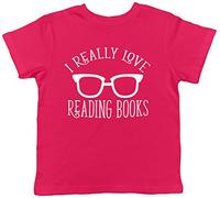 I Really Love Reading Books Childrens Kids Short Sleeve T-Shirt Pink
