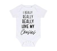 I really really love my Cousins, auntie uncle family statement [BBY7] baby grow vest, 0-3 months, White