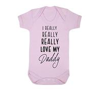 I really really really love my Daddy, family statement [BBY7] baby grow vest, 0-3 months, Pastel Pink