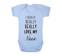 I really really really love my Nana, family statement [BBY7] baby grow vest, 3-6 months, Pastel Blue