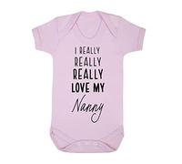 I really really really love my Nanny, family statement [BBY7] baby grow vest, 3-6 months, Pastel Pink