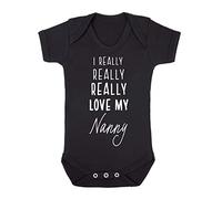 I really really really love my Nanny, family statement [BBY7] baby grow vest, 6-12 months, Black