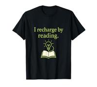 I Recharge By Reading Funny Introvert Graphic Print T-Shirt