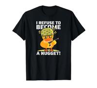 I Refuse to Become a Nugget! Kawaii Armed Chicken Hilarious Value Graphic T-Shirt, Men, Black, M