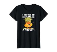 I Refuse to Become a Nugget! Kawaii Armed Chicken Hilarious Value Graphic T-Shirt, Women, Black, S