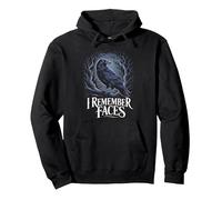 I Remember Faces Animal Gothic Birds Animal Funny Crow Pullover Hoodie, Adult Unisex, Black, Large