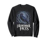 I Remember Faces Animal Gothic Birds Animal Funny Crow Sweatshirt