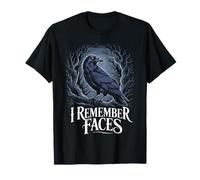 I Remember Faces Animal Gothic Birds Animal Funny Crow T-Shirt