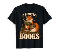 I Require Books Funny Fox Reading Fiction Novel Book Lover Value Graphic T-Shirt