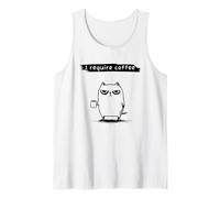 I Require Coffee Feline with Mug Funny Caffeine Love Apparel Tank Top