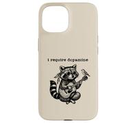 I Require Dopamine Retro Boho Funny Raccoon Acoustic Guitar Case for iPhone 15