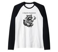 I Require Dopamine Retro Boho Funny Raccoon Acoustic Guitar Raglan Baseball Tee