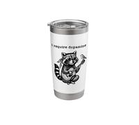 I Require Dopamine Retro Boho Funny Raccoon Acoustic Guitar Stainless Steel Insulated Tumbler