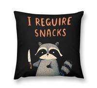 I Require Snacks Funny Raccoon Funny Plush Pillow Cover Novelty Soft Cozy Throw Pillows Case Pillowcase