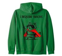 I Require Snacks Raccoon Warrior Funny Animals Kids Teens Zip Hoodie