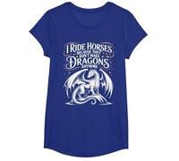 I Ride Horses Because They Don't Make Dragons Anymore T-Shirt, Girls, Royal Blue, Small