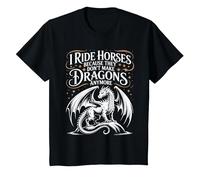 I Ride Horses Because They Don't Make Dragons Anymore T-Shirt, Youth, Black, Medium