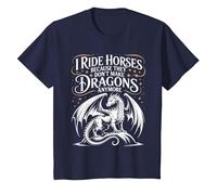 I Ride Horses Because They Don't Make Dragons Anymore T-Shirt, Youth, Navy Blue, Small