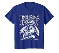 I Ride Horses Because They Don't Make Dragons Anymore T-Shirt, Youth, Royal Blue, Medium