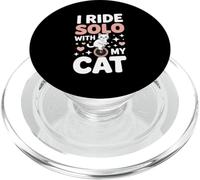 I Ride Solo With My Cat Funny Cat Lover Humor PopSockets PopGrip for MagSafe