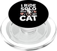 I Ride Solo With My Cat Funny Cat Lover Humor PopSockets PopGrip for MagSafe
