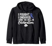 I Ring The Bell In Celebration Blue Ribbon Colon Cancer Zip Hoodie