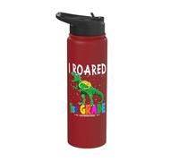 I Roared 1st Grade T-Rex Dinosaur Last Day of School Stainless Steel Insulated Water Bottle