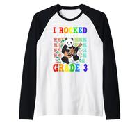 I Rocked 180 Days of Grade 3 Panda Guitar Last Day of School Raglan Baseball Tee